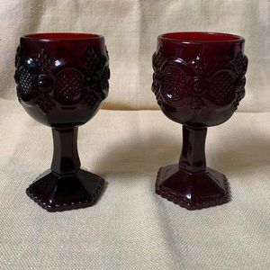 Avon Cape Cod Ruby Glass 4.5" wine goblets (2)